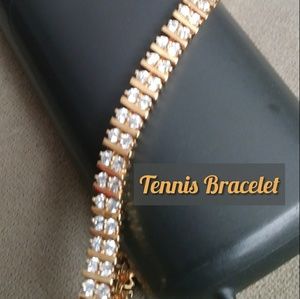 Simulated Diamond/Gold Plated Tennis Bracelet 💎